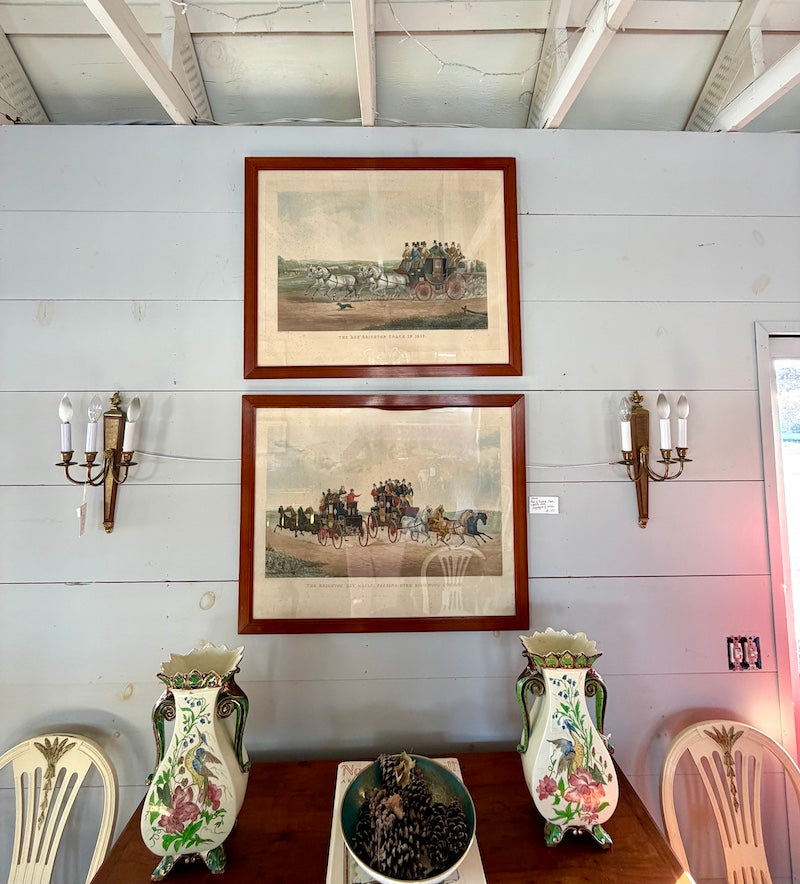 Pair of English Prints: "The 'Age" Brighton Coach in 1852" and "The Brighton Day Mails, Passing over Hookwood Common"