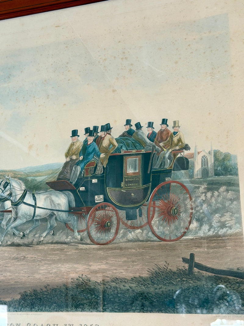 Pair of English Prints: "The 'Age" Brighton Coach in 1852" and "The Brighton Day Mails, Passing over Hookwood Common"