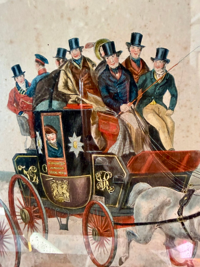 Pair of English Prints: "The 'Age" Brighton Coach in 1852" and "The Brighton Day Mails, Passing over Hookwood Common"
