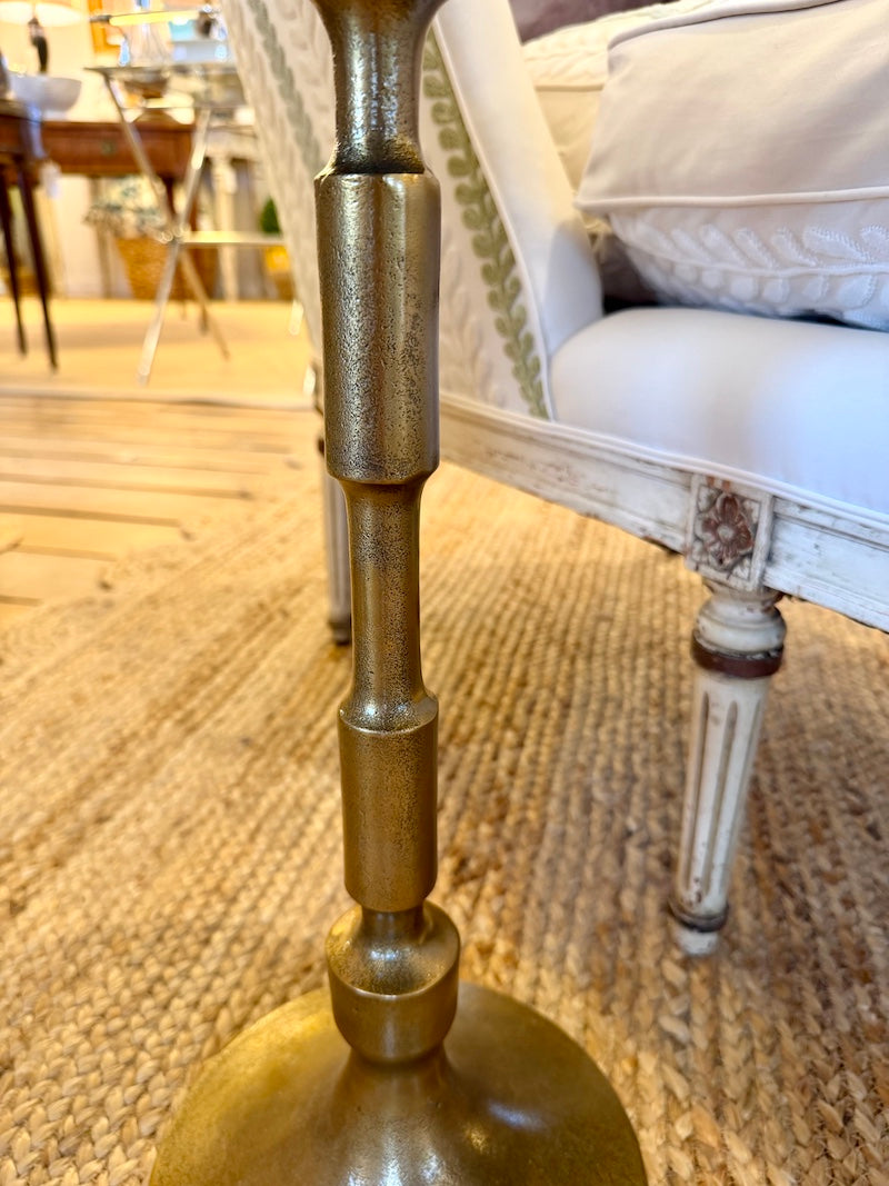 Brass-Colored Pedestal Side Table
