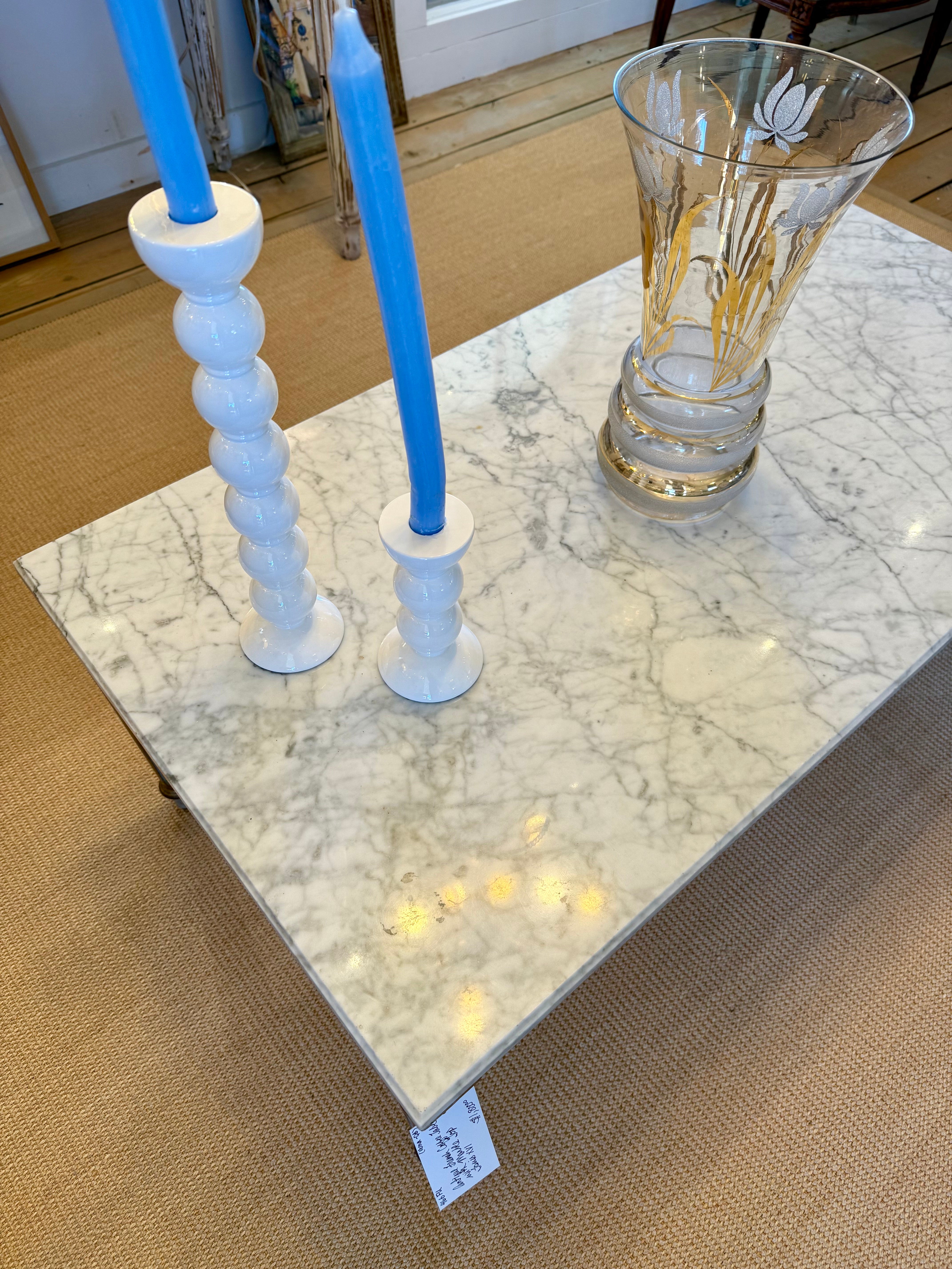 Antique French Coffee Table with Marble Top