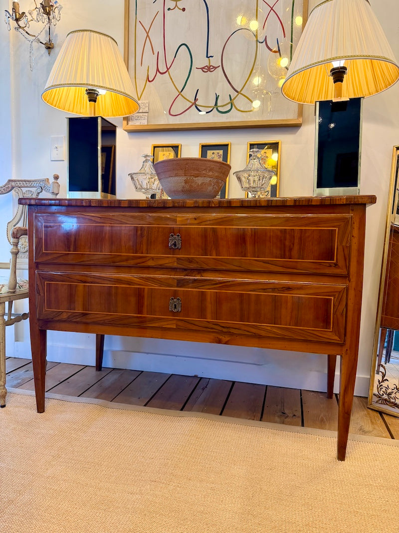 Antique Italian Chest of Drawers with Marquetry, from Lombardy