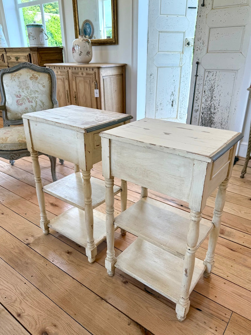 Antique French Pair of Night Tables with Patina