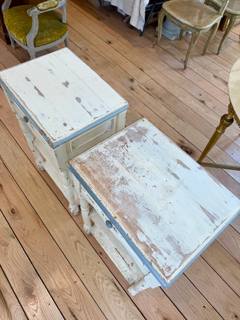 Antique French Pair of Night Tables with Patina