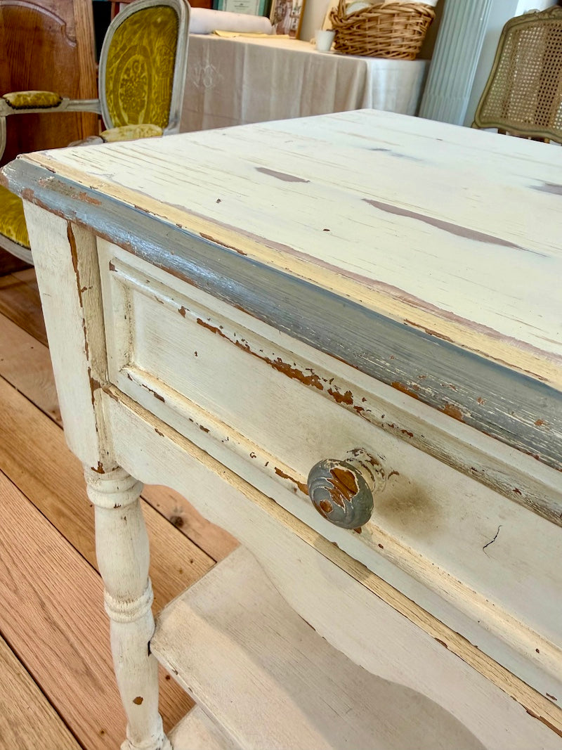 Antique French Pair of Night Tables with Patina