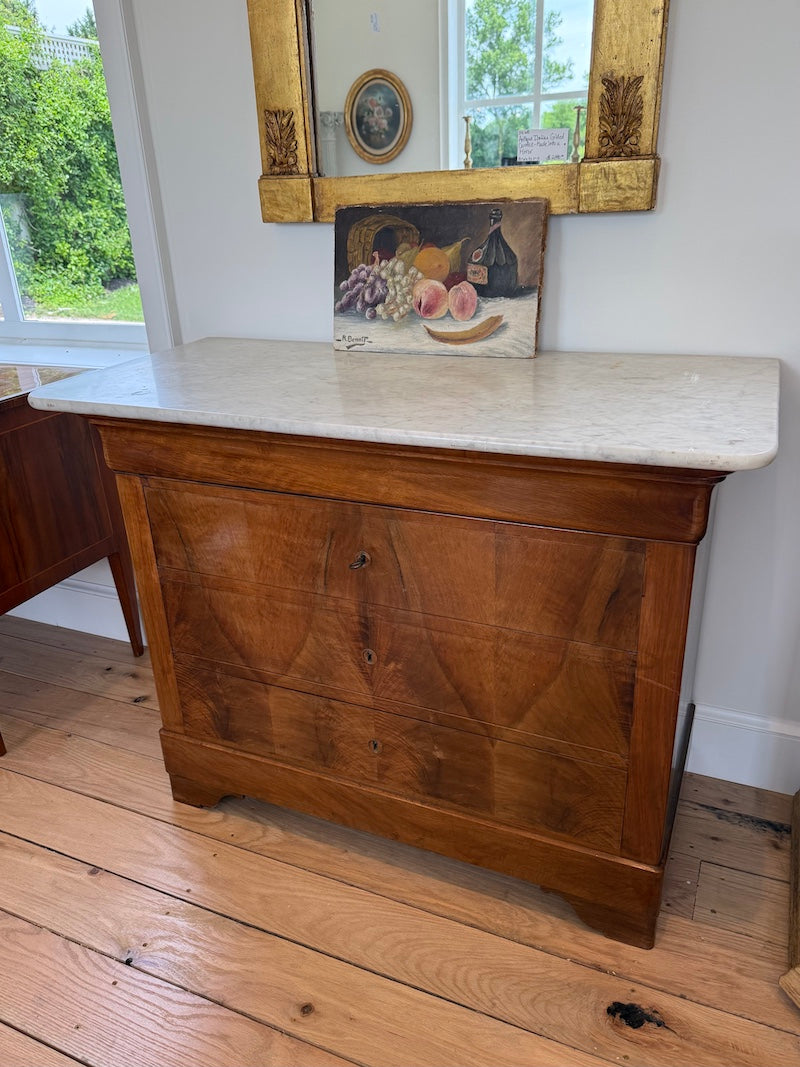 Antique Louis Philippe Marble Top Chest of Drawers