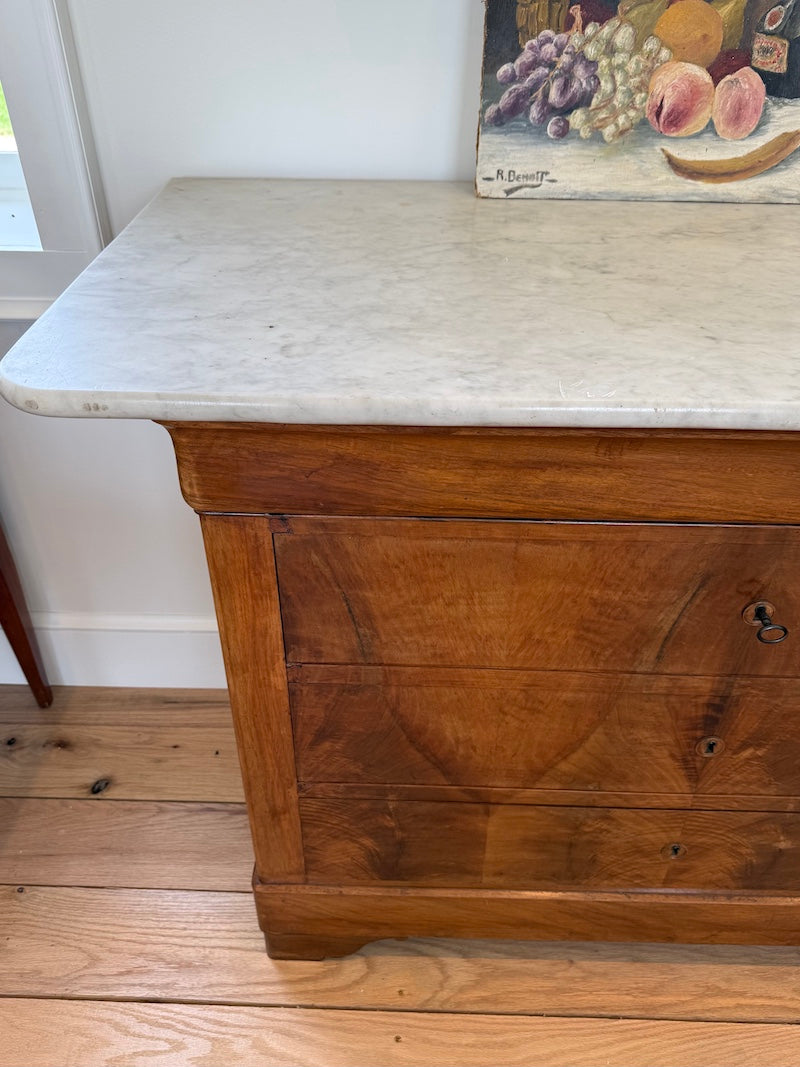 Antique Louis Philippe Marble Top Chest of Drawers