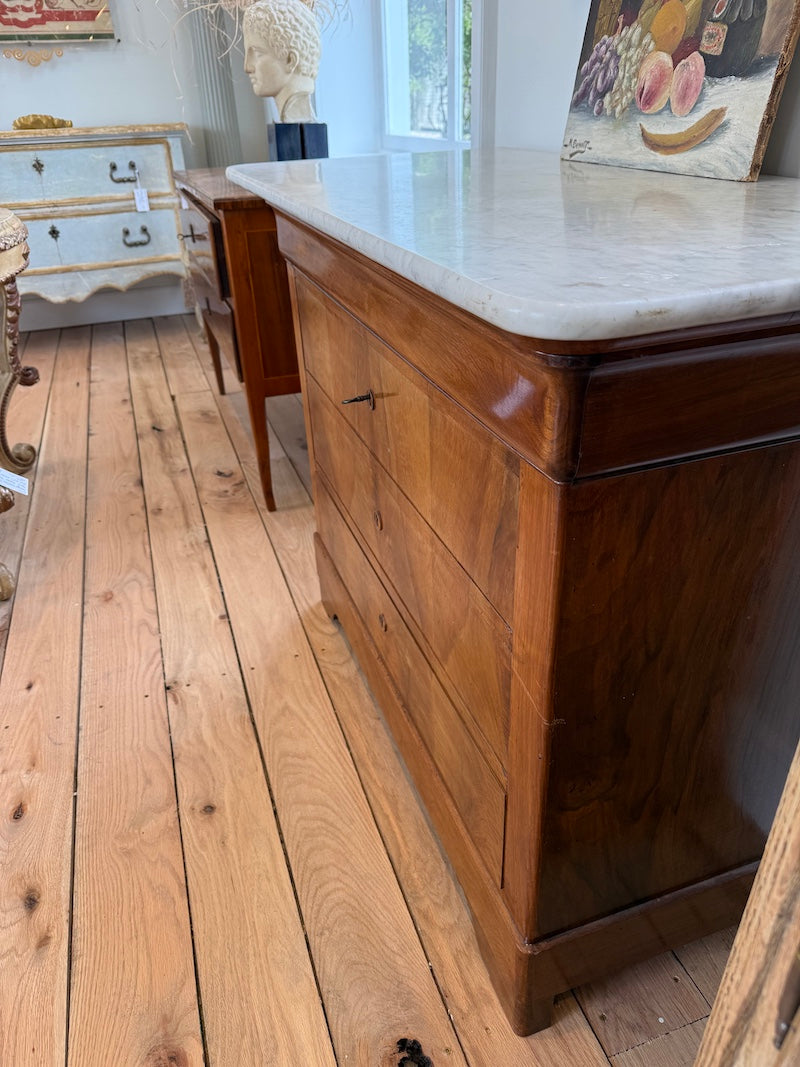 Antique Louis Philippe Marble Top Chest of Drawers