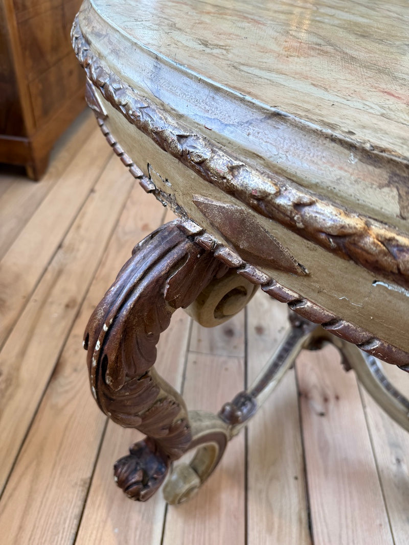 Antique Venetian Oval Table circa 1790s-1810, Faux Marble Top