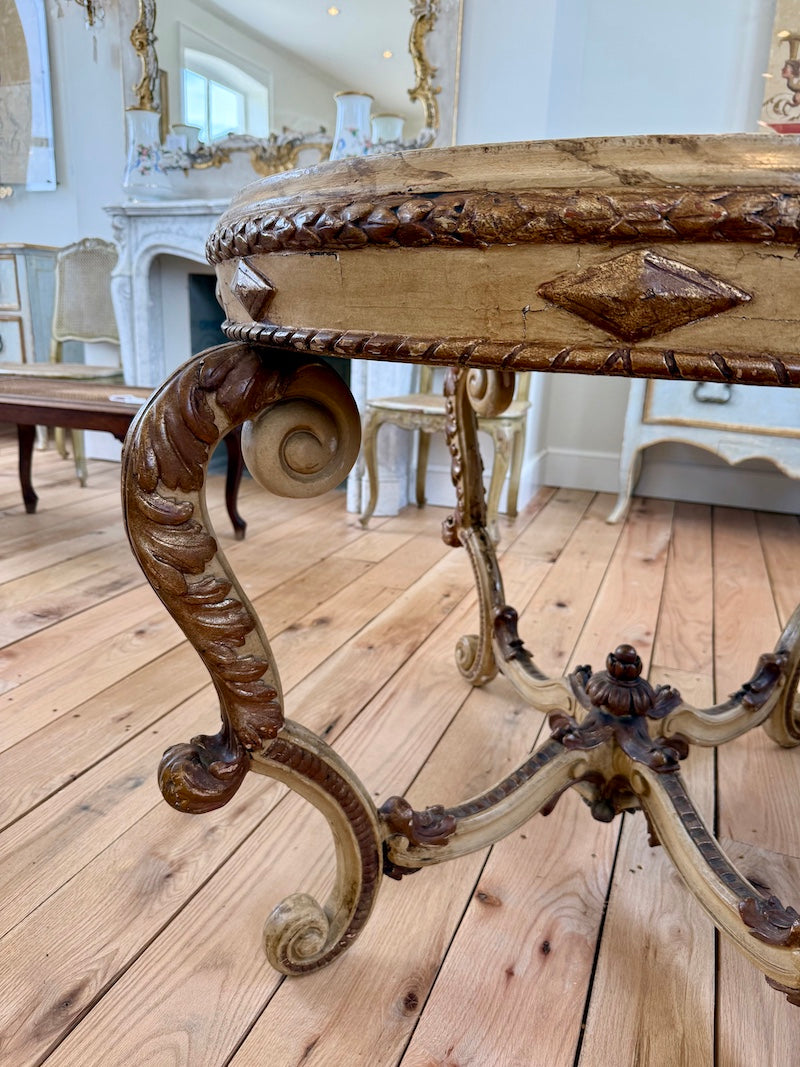 Antique Venetian Oval Table circa 1790s-1810, Faux Marble Top