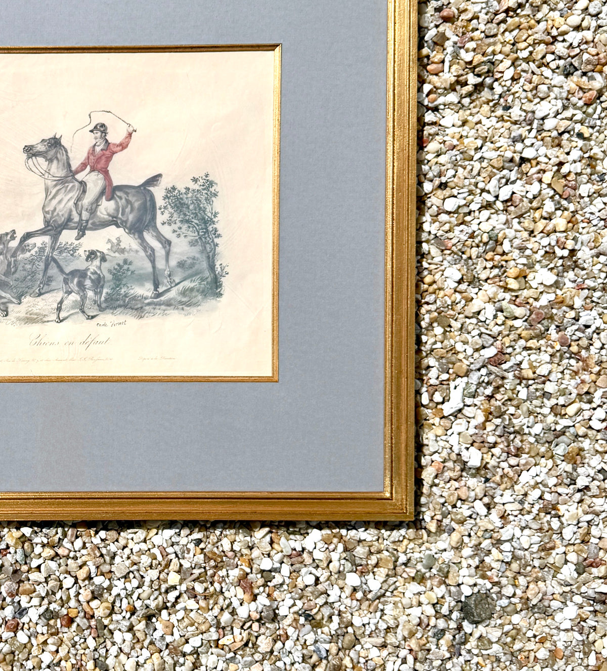 Antique 19th Century French Fox-Hunting print "Chiens en défaut"