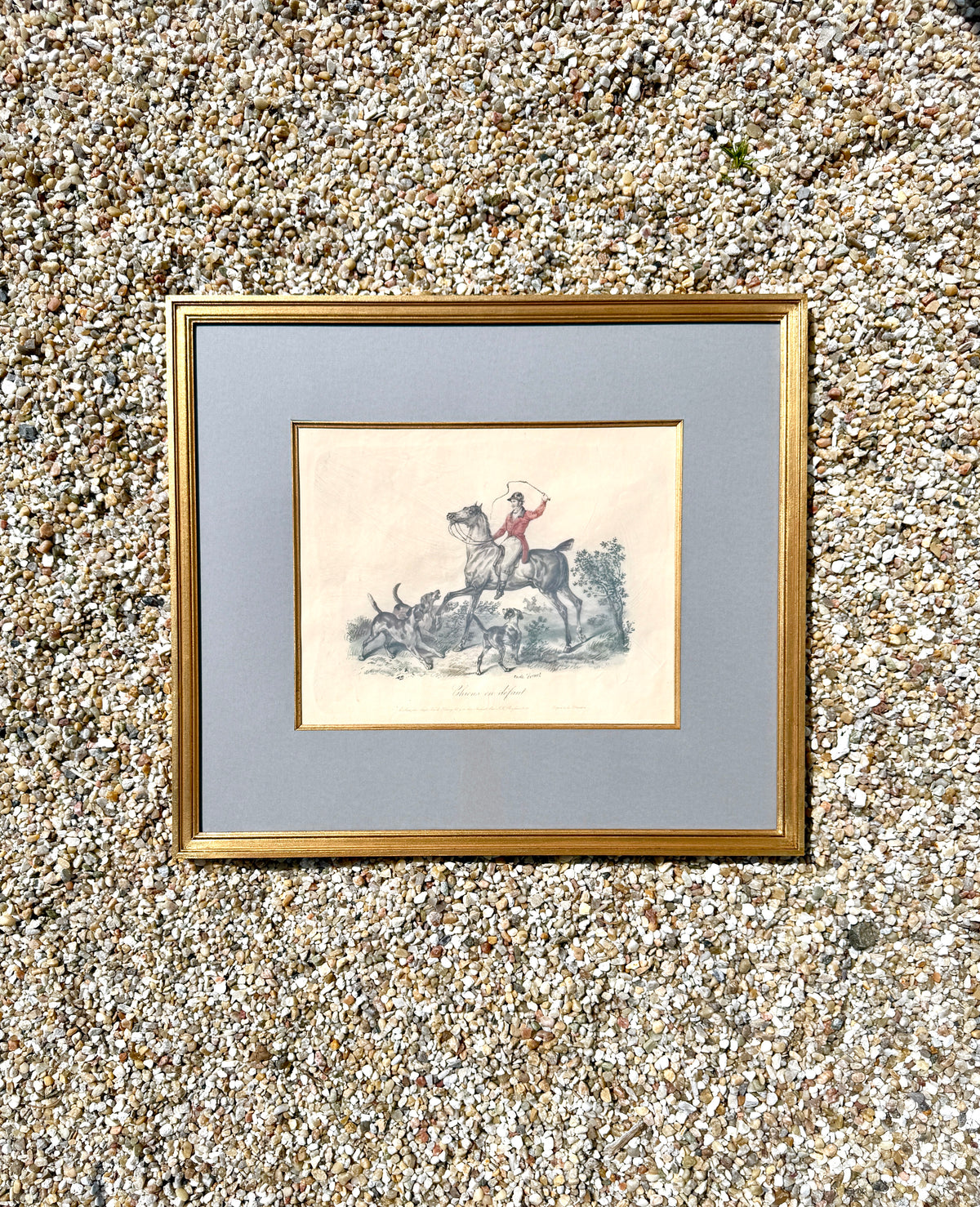 Antique 19th Century French Fox-Hunting print "Chiens en défaut"