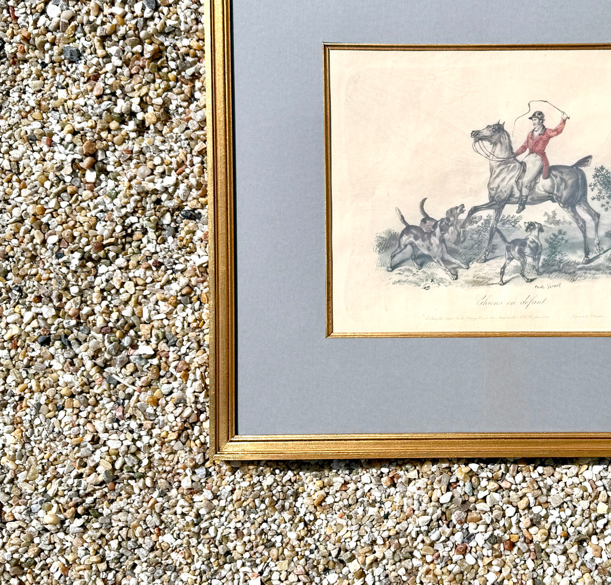 Antique 19th Century French Fox-Hunting print "Chiens en défaut"