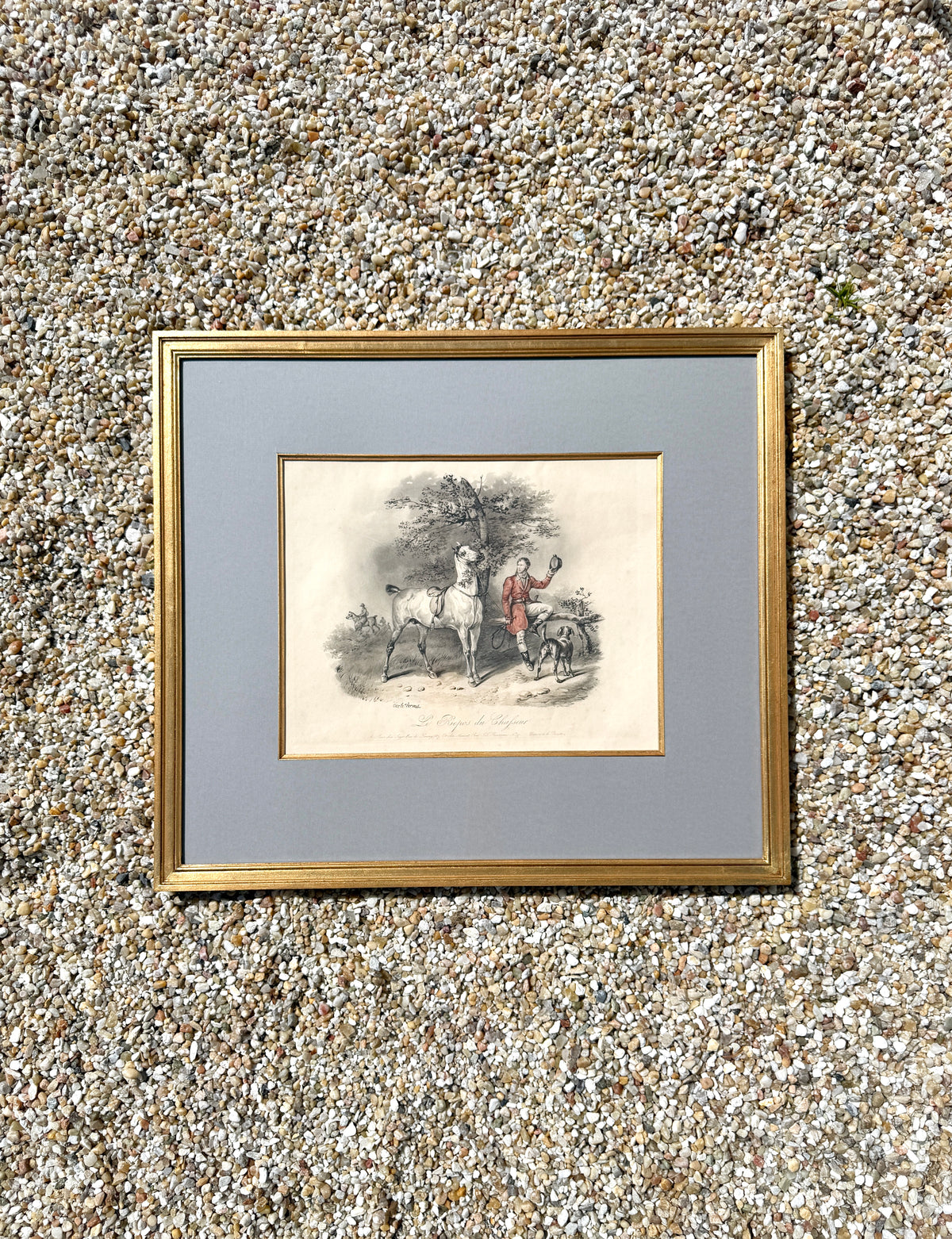 Antique 19th Century French Fox-Hunting print "Le Repos de Chafseur"