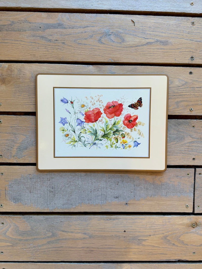 English Set of 4 Vintage Pimpernel Placemats, Field Flowers
