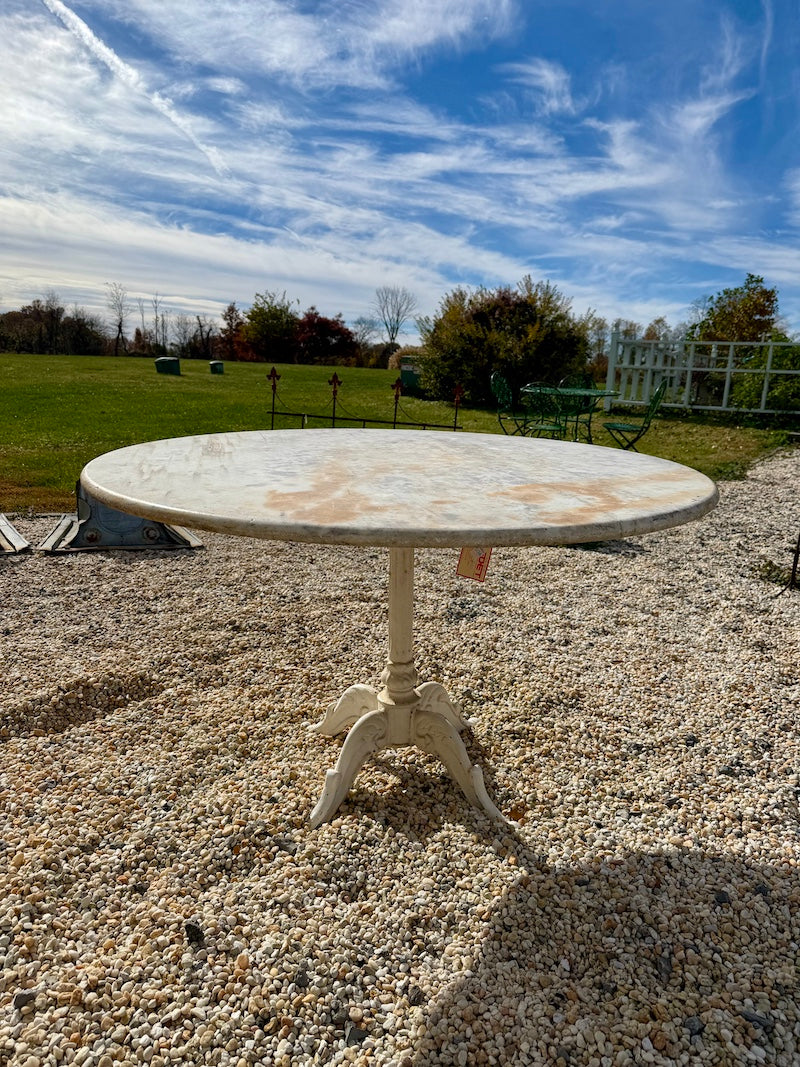 Antique French Wrought Iron Marble-Top Table