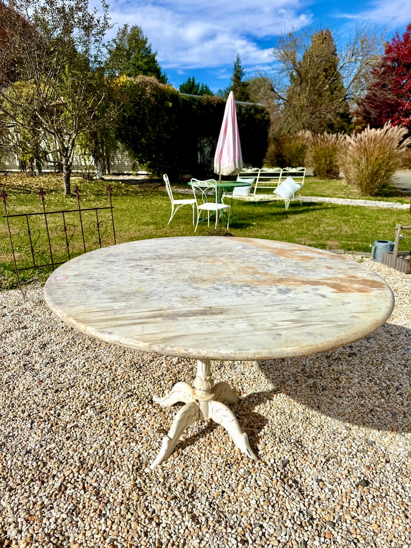 Antique French Wrought Iron Marble-Top Table