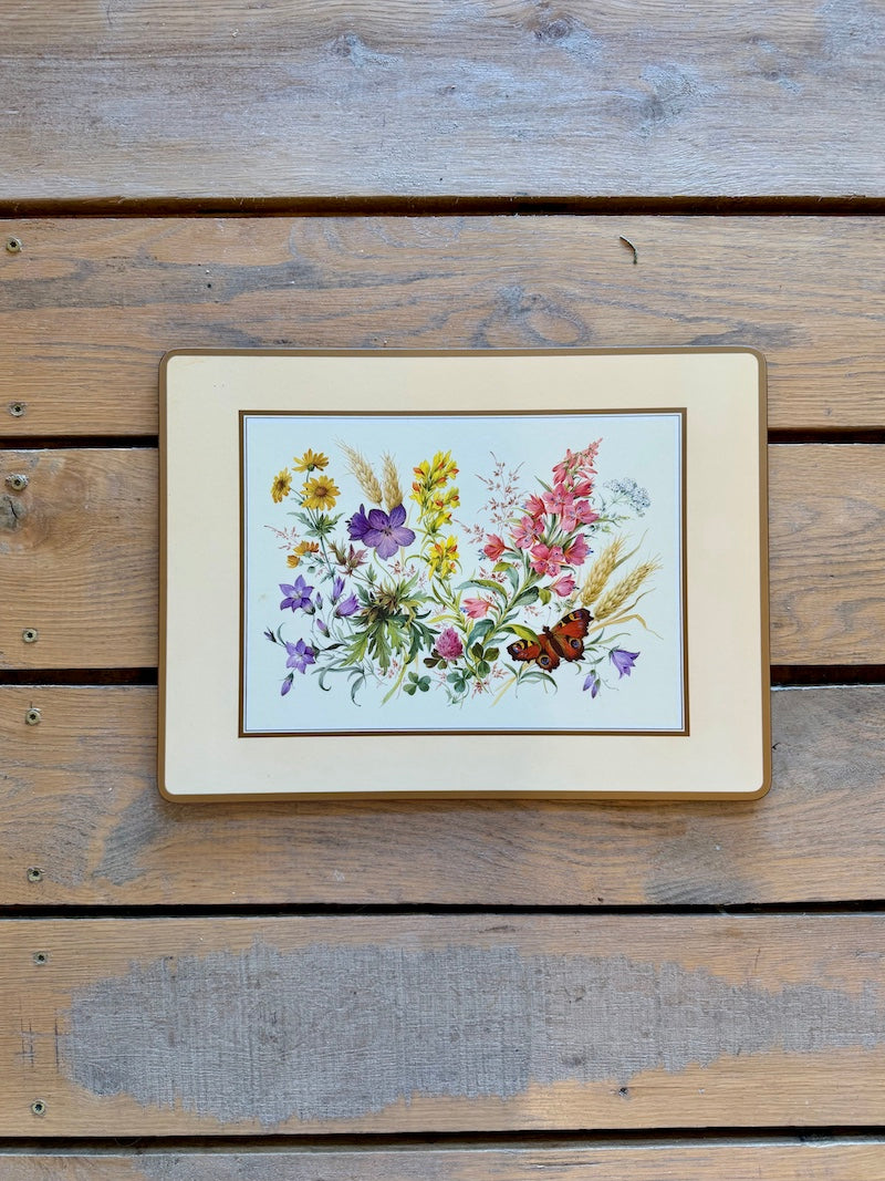 English Set of 4 Vintage Pimpernel Placemats, Field Flowers