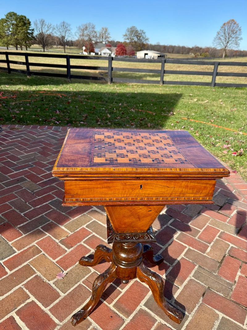 Antique English Game Table with Marquetry