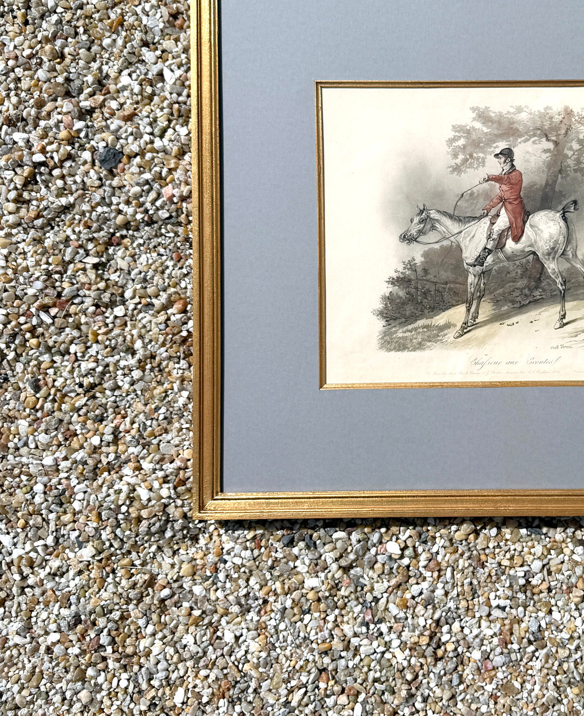 Antique 19th Century French Fox-Hunting print " Chafseur aux Ecoutel"