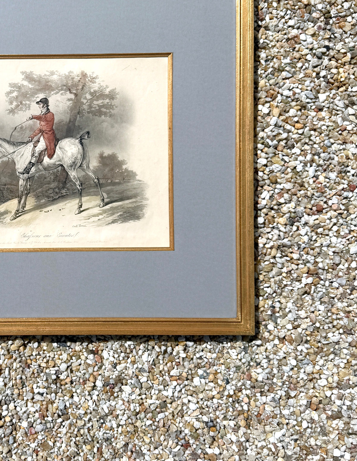 Antique 19th Century French Fox-Hunting print " Chafseur aux Ecoutel"