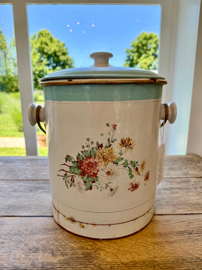 Antique Kitchen Crock, with lid and handle, Late 19th C.