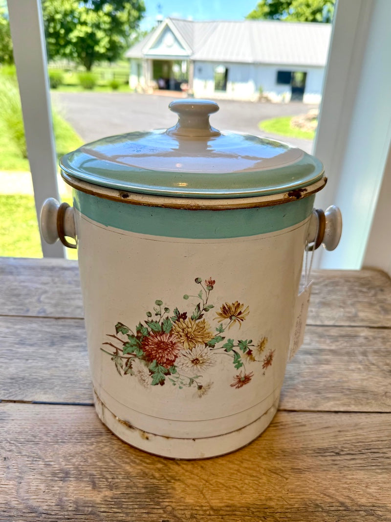 Antique Kitchen Crock, with lid and handle, Late 19th C.