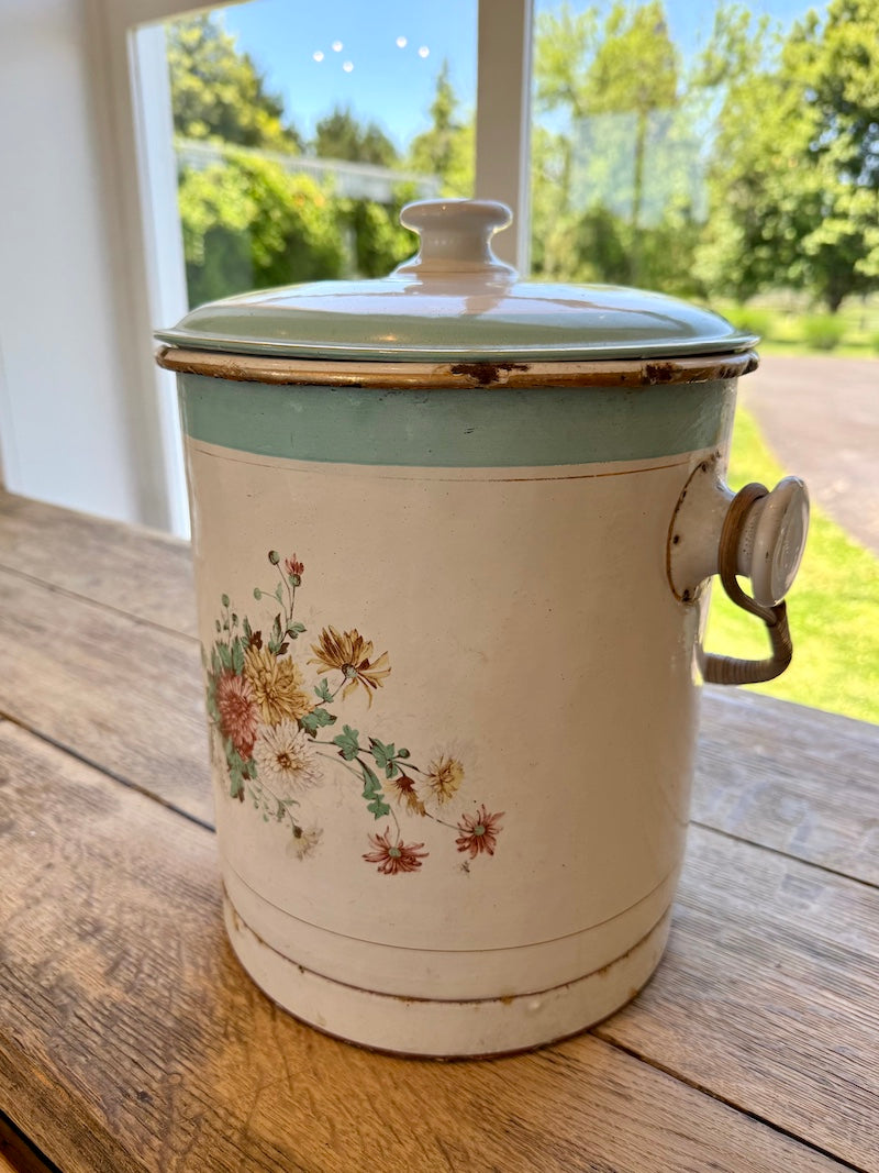Antique Kitchen Crock, with lid and handle, Late 19th C.