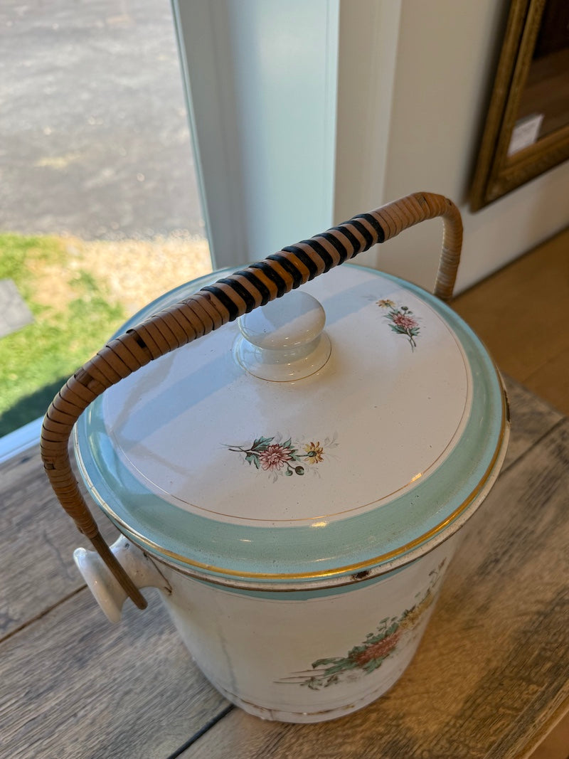 Antique Kitchen Crock, with lid and handle, Late 19th C.