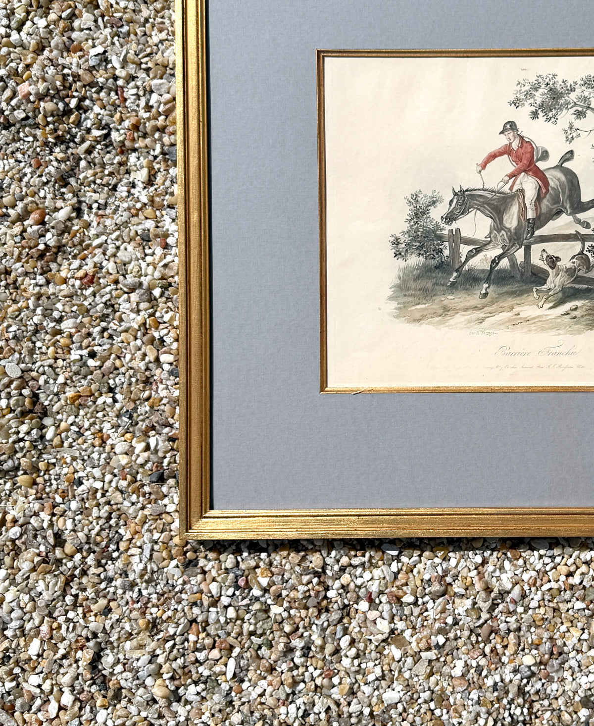 Antique 19th Century French Fox-Hunting print "Barriére Franchie"
