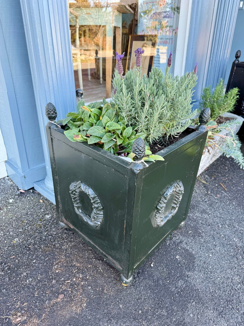 Antique French Pair of Dark Green Planters