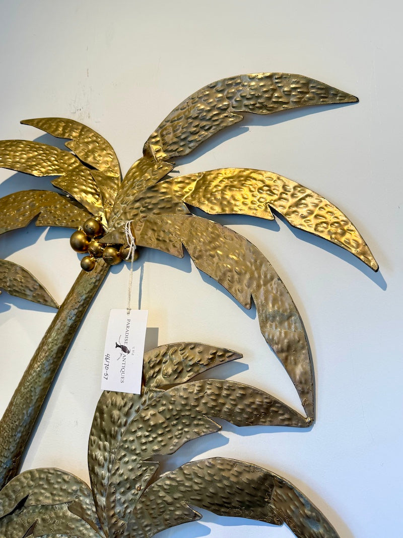 French vintage 1970s Palm Trees metal plaque
