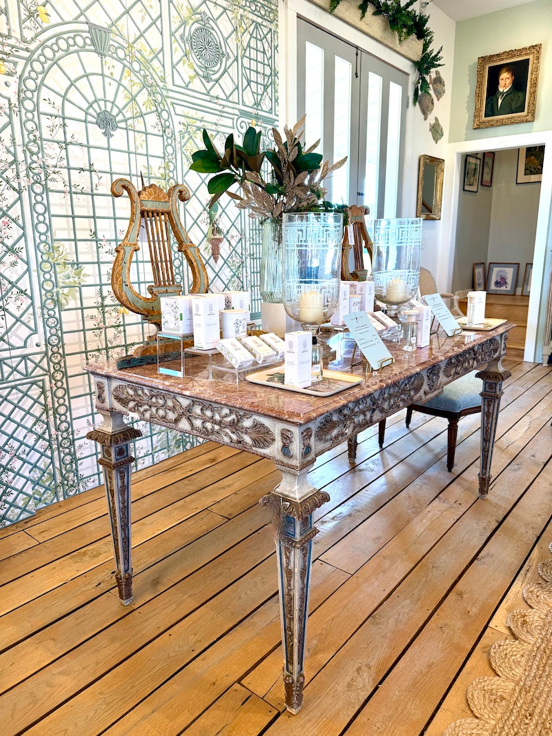 Antique Italian Tuscan Table with Marble Top