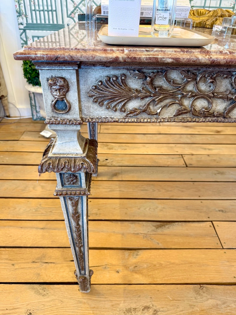 Antique Italian Tuscan Table with Marble Top