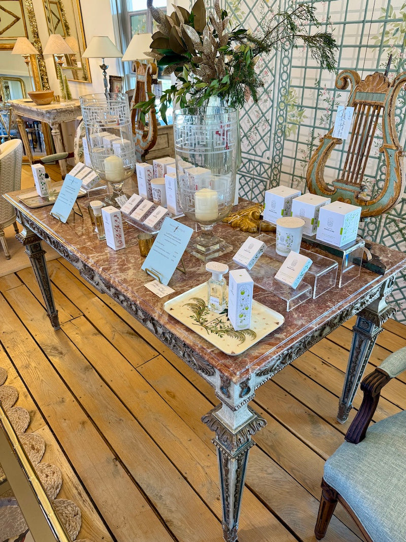 Antique Italian Tuscan Table with Marble Top