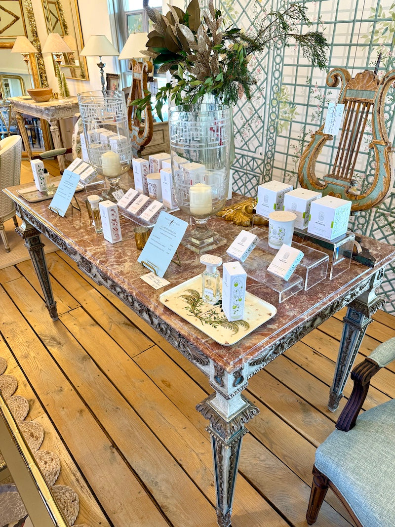 Antique Italian Tuscan Table with Marble Top