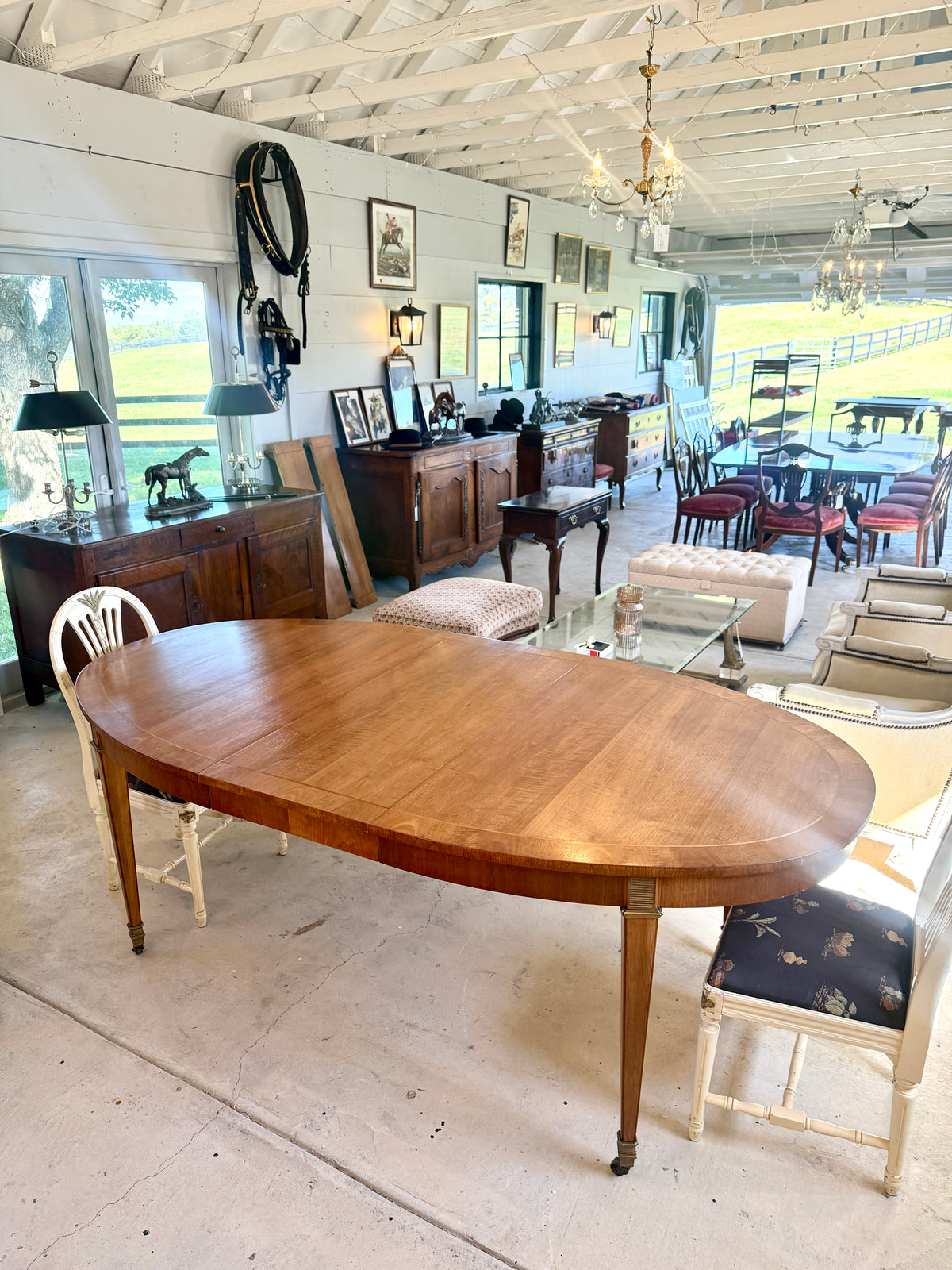 Antique Baker Louis XVI Style Gilt Mahogany Dining Table