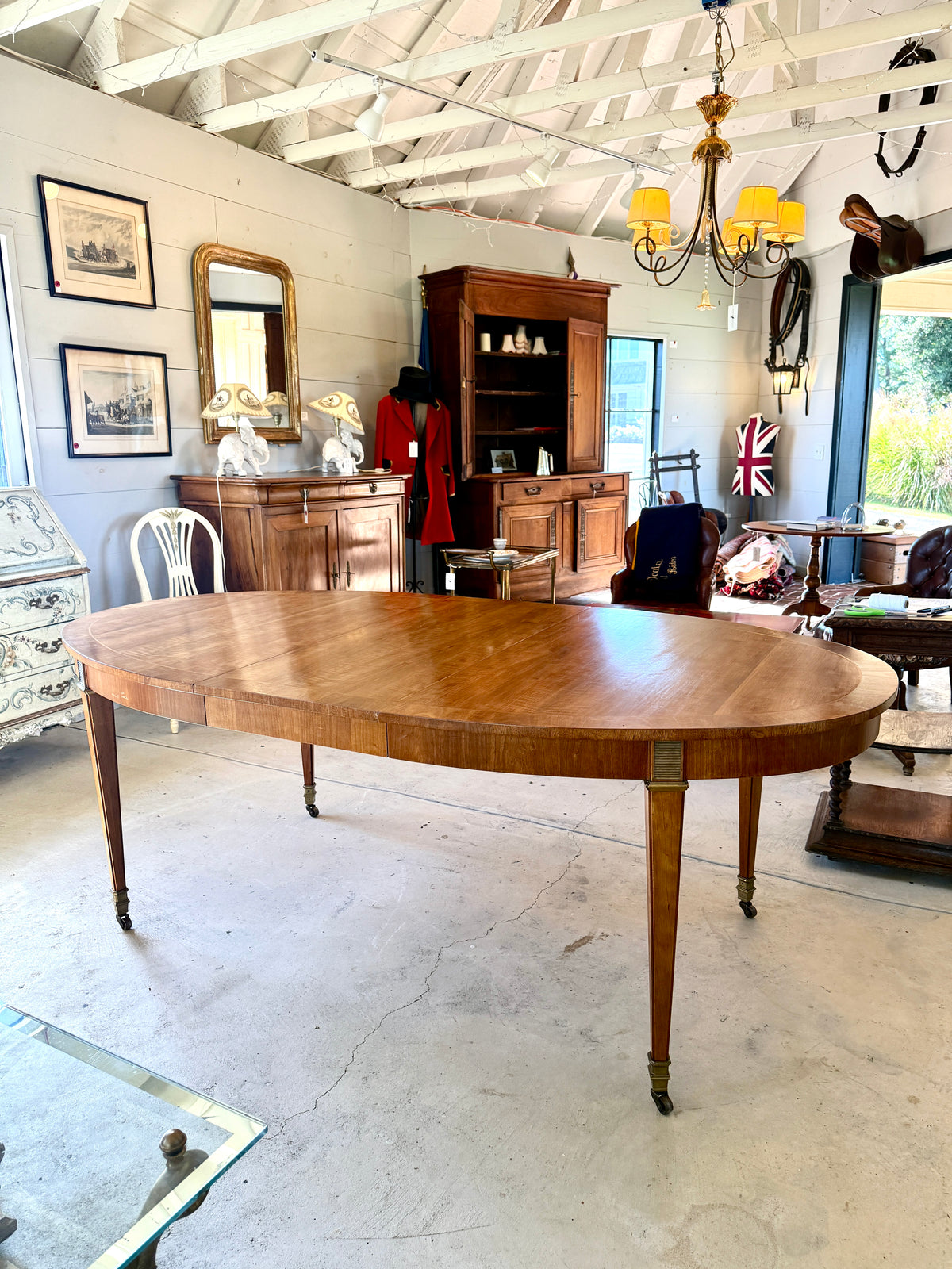Antique Baker Louis XVI Style Gilt Mahogany Dining Table
