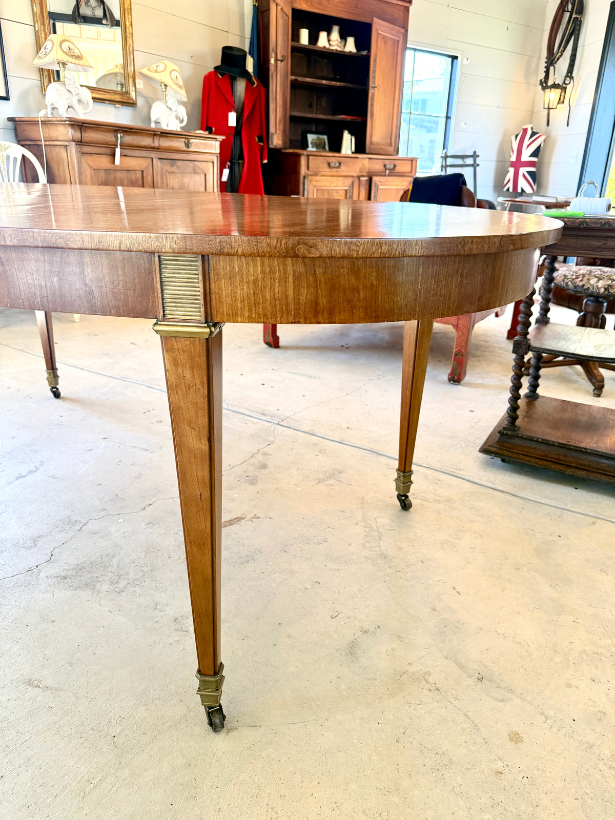 Antique Baker Louis XVI Style Gilt Mahogany Dining Table