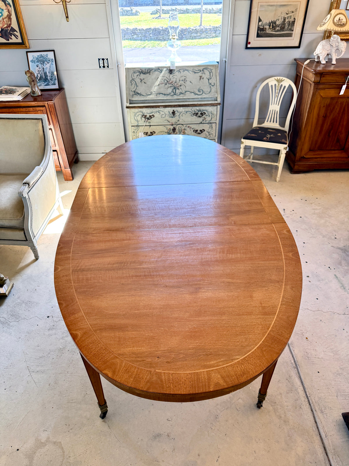 Antique Baker Louis XVI Style Gilt Mahogany Dining Table