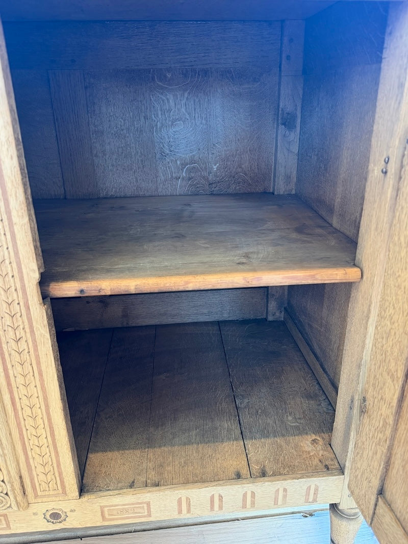Antique Belgian De Liege Cabinet, White Oak