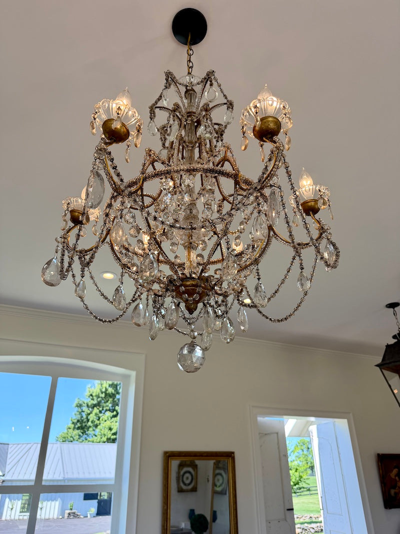 Antique French Chandeliers with Stunning Crystals