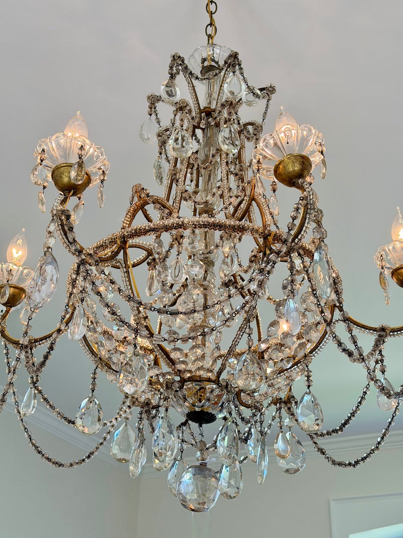 Antique French Chandeliers with Stunning Crystals