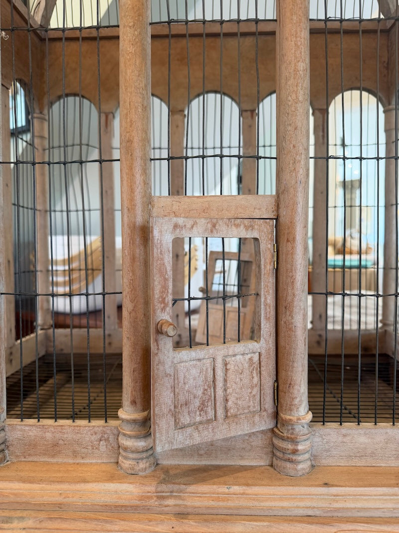 Antique French Wood Birdcage, 19th C.