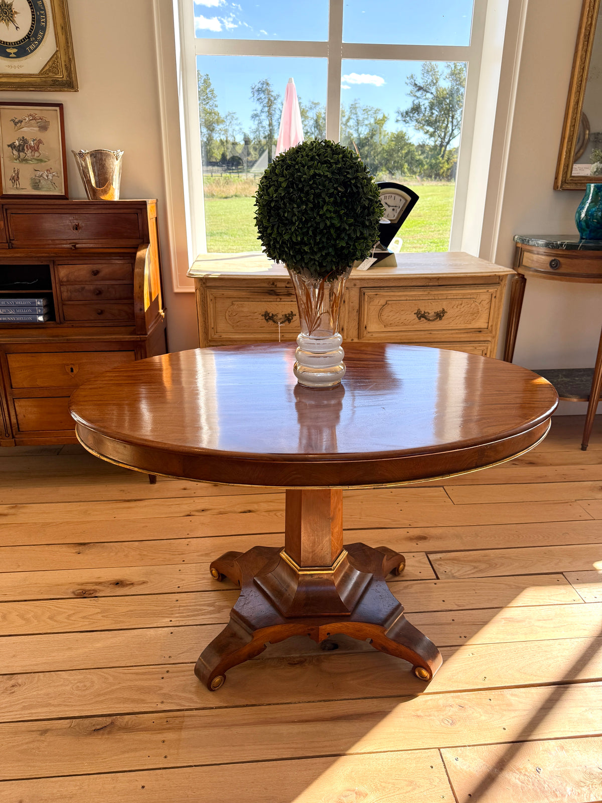 Antique Late Biedermeier Parcel - Gilt Mahogany Center Table