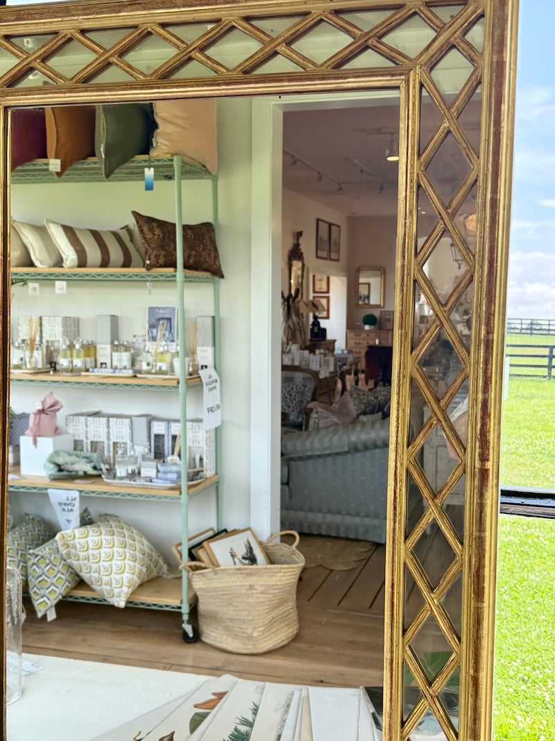 French Mirror with Gilded Trellis Frame