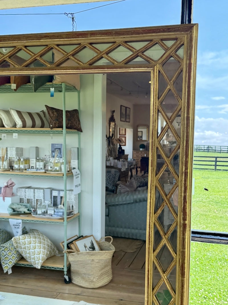 French Mirror with Gilded Trellis Frame