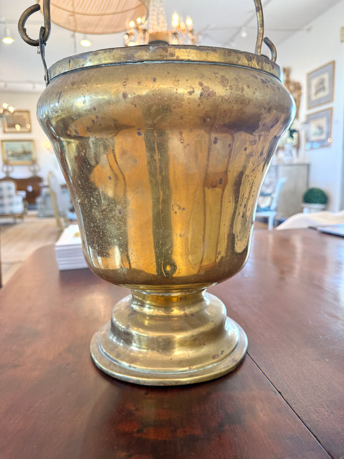 Antique English Brass with Swing Handle Bucket