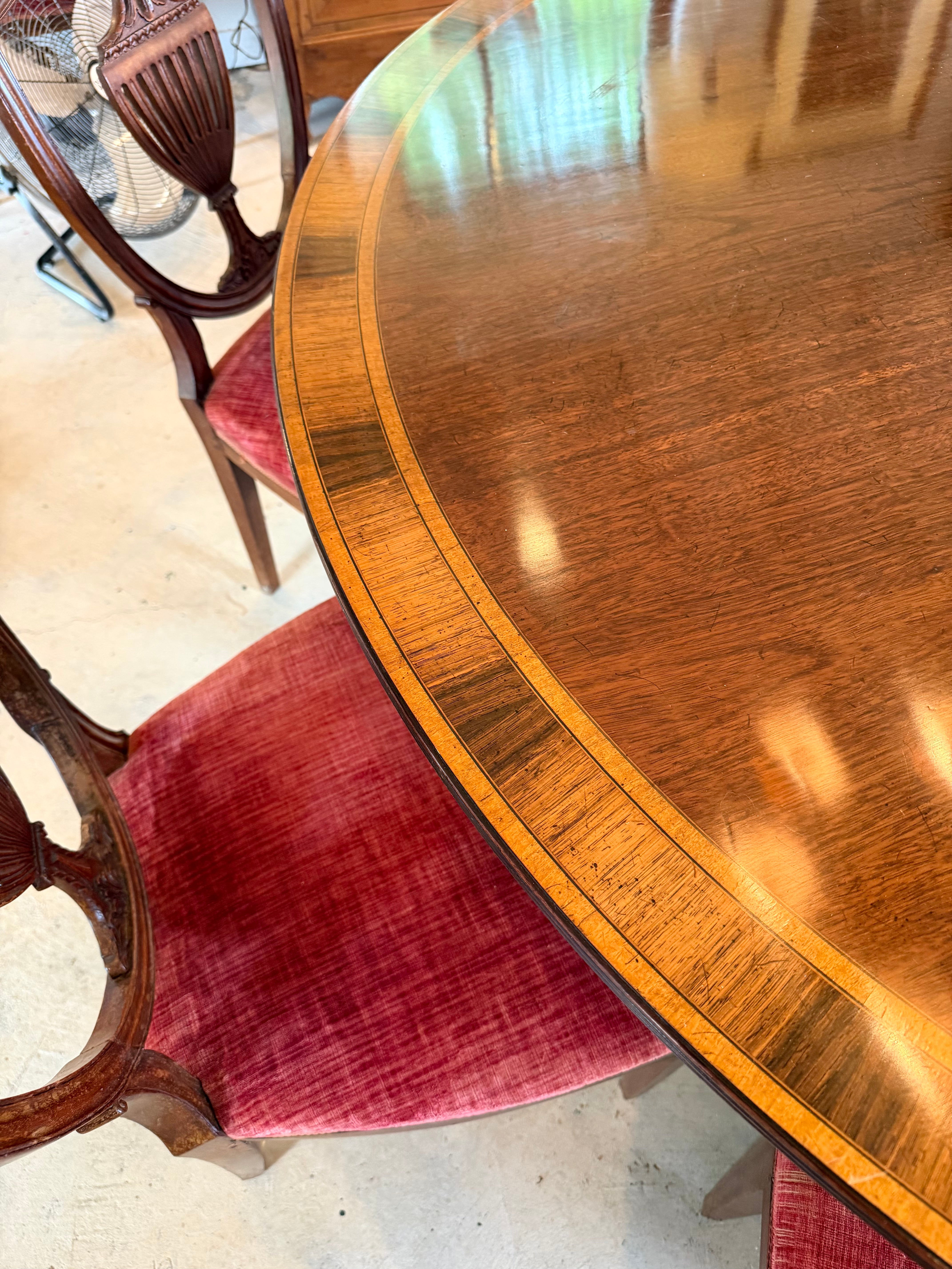 Antique English Round Table with Marquetry