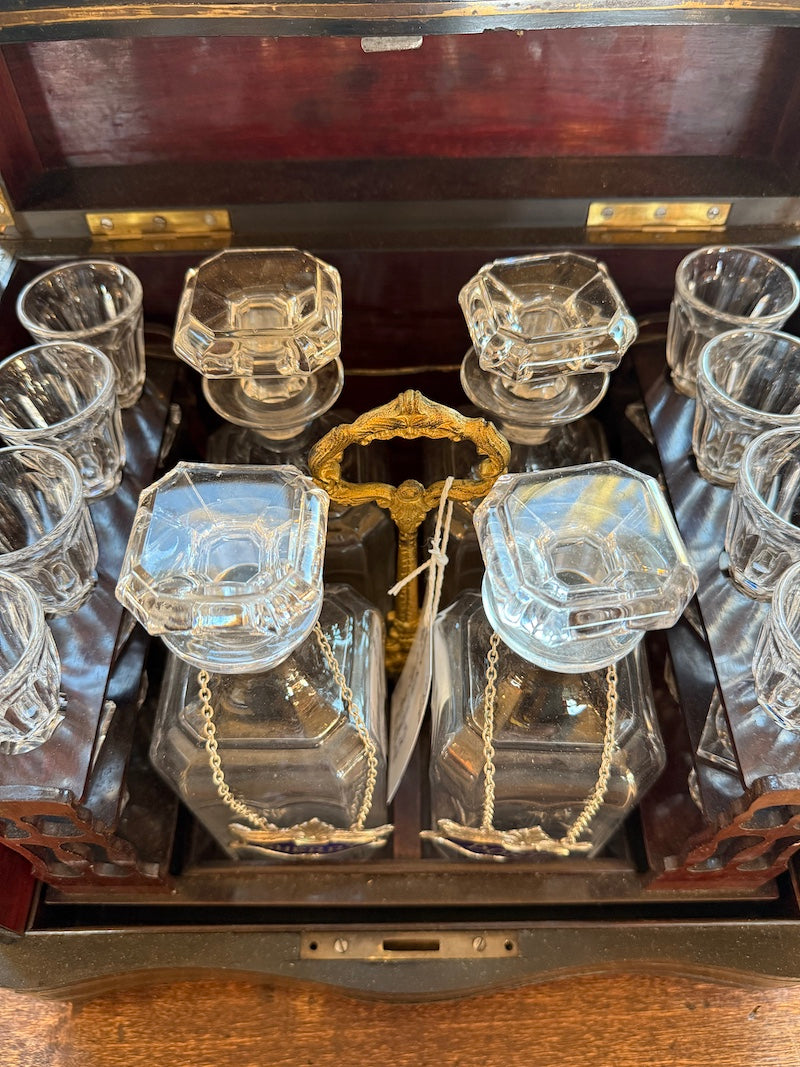 Antique Liquor Box Ebonized with Inlaid Details